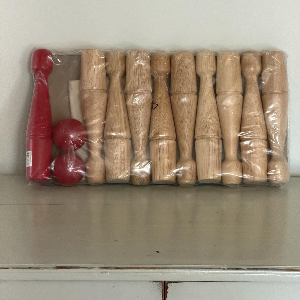 IKEA‎ Kasta Wooden Bowling Set 10 Pin & 2 Balls, Vintage 1990s, New Old Stock